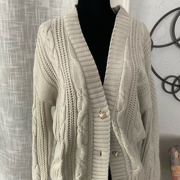Sweaters - Cable Knit Cardigan Sweater